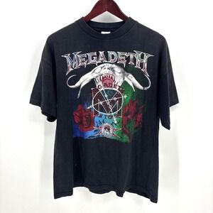 Vintage‎ 90s MEGADETH Tour Concert Tee Heavy Metal T Shirt Size XL Thrash Speed